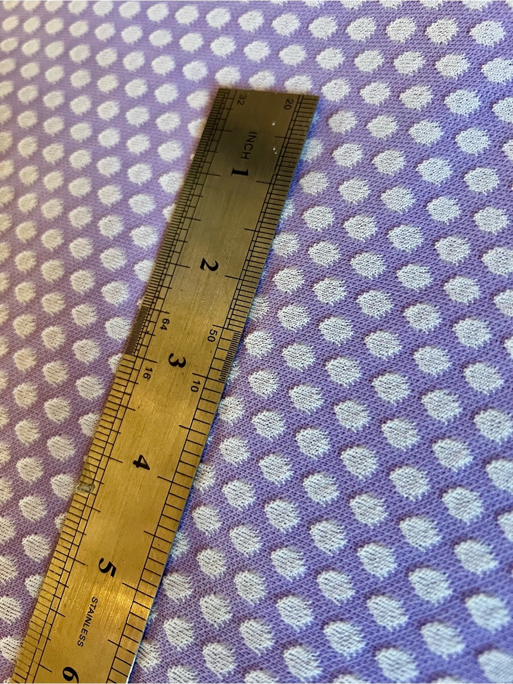 Vintage Fabric 1.5 Yards Lightweight Polyester Lavender Purple White Dots Sewing - Picture 3 of 7